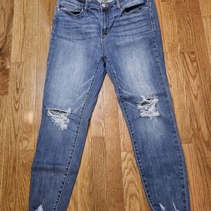 Judy Blue Medium Blue Distressed Skinny Jeans